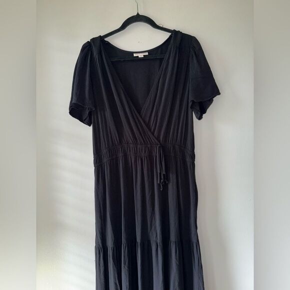 Knox Rose Black Tiered Maxi Dress Short Sleeve Whimsigoth Goth Witchy Size Large - Picture 3 of 6